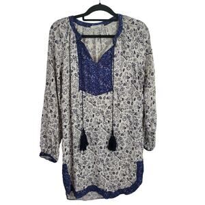 Cooper Street Tunic Length Blouse 6 Womens V Neck Long Sleeve Pullover White